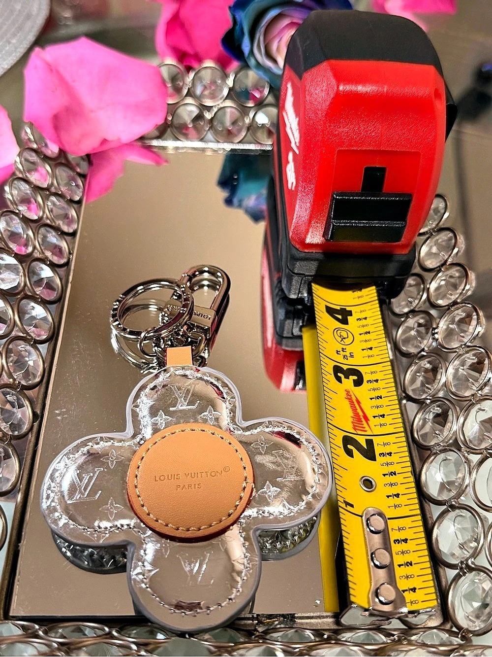 Keychain Monogram silver flower - Picture 4 of 4